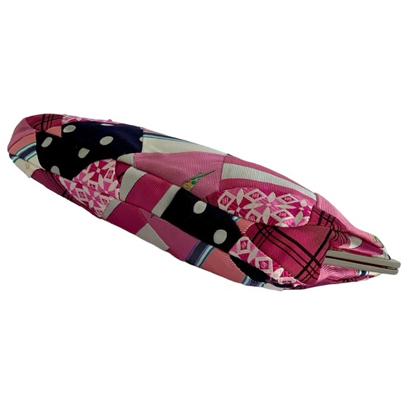 J. Crew Mirabelle Pink Silk Tie Patchwork Frame Clutch Bag NWT - Picture 6 of 7